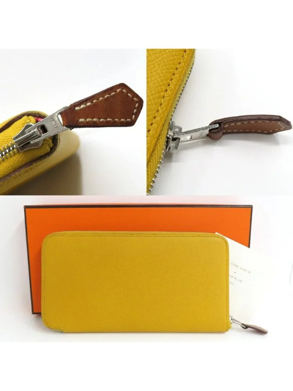 Hermes Azap Long Silk in Joan Ambre Epsom Yellow Zip Around Wallet - Picture 10 of 10